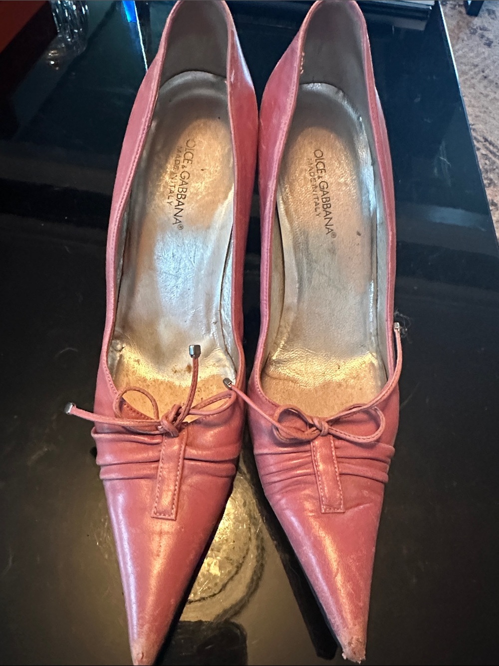 Dolce & Gabbana Rose Pink Pointed-Toe Bow Pumps vintage size38